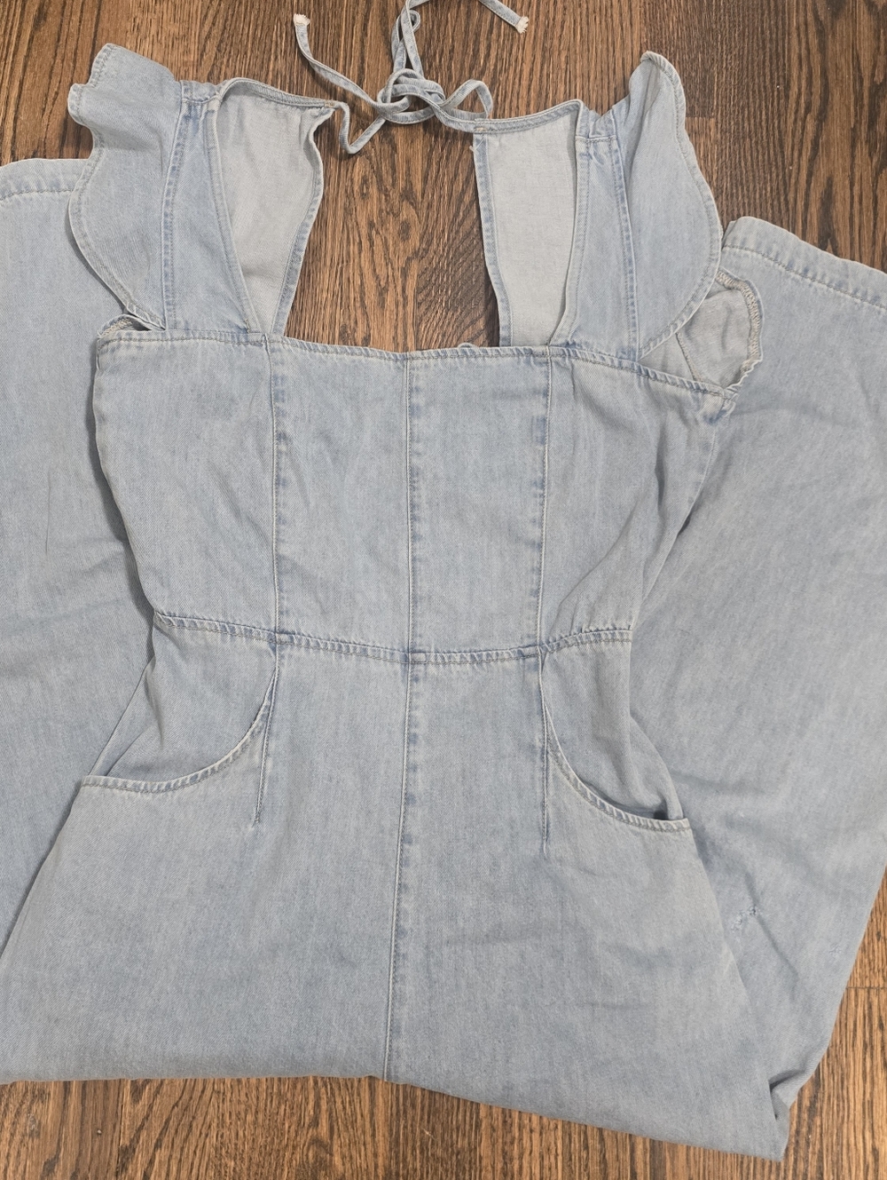 Boutique MIOU MUSE Denim Ruffle Sleeve Jumpsuit - Picture 2 of 10